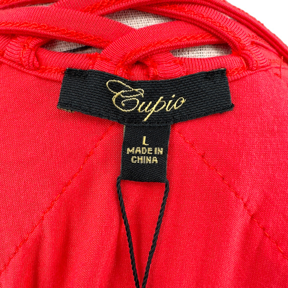 Cupio Womens Dark Pink V Neck Sleeveless Pleated Front Lace Dress Size Large - Picture 7 of 12